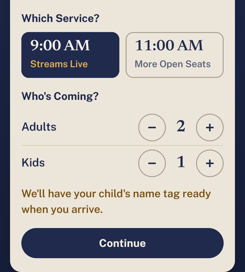 The Visit Planner on Grace Hill Church’s site, at phone size.